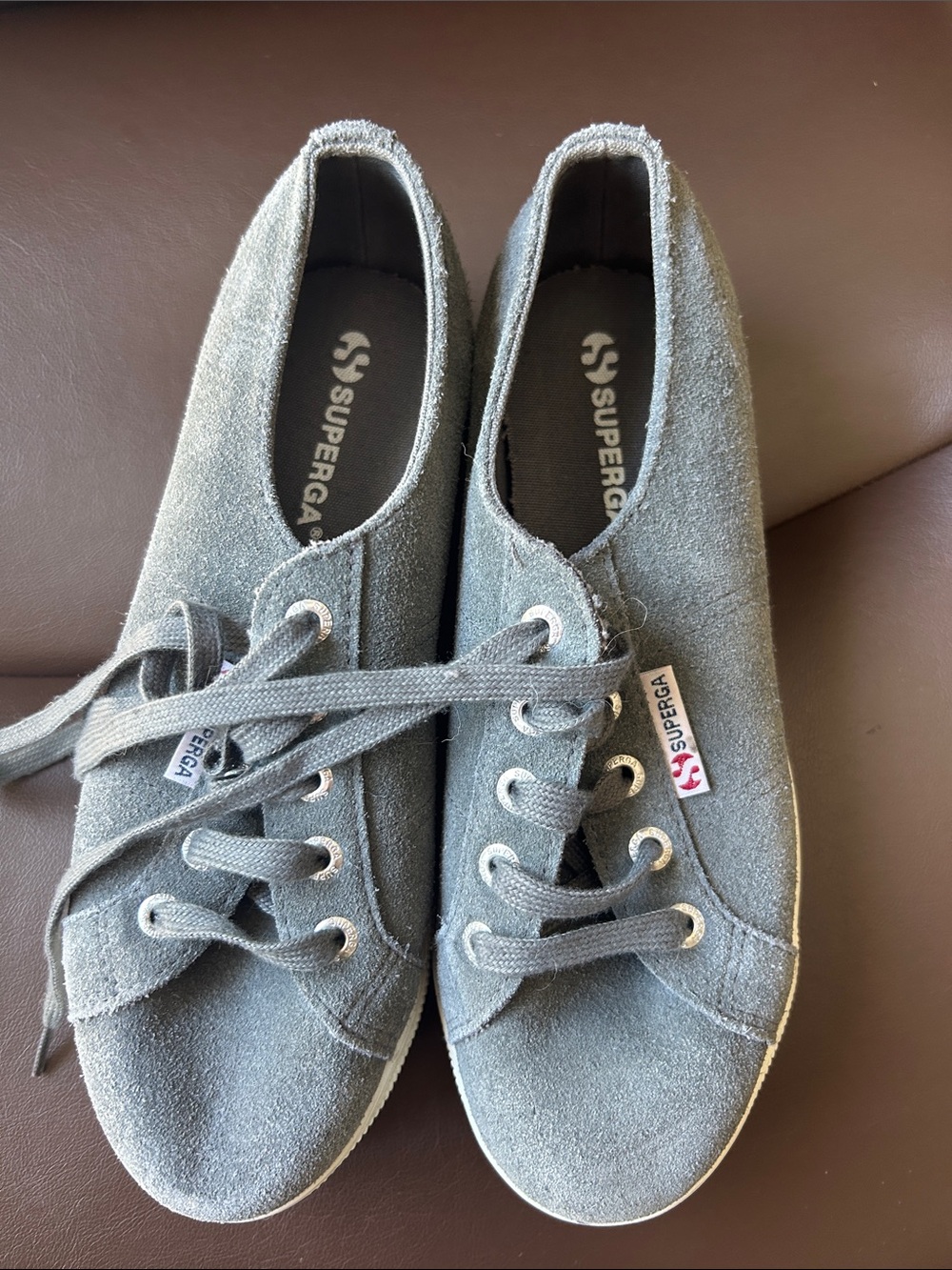 Superga Women's Gray Suede Lace-Up Sneakers